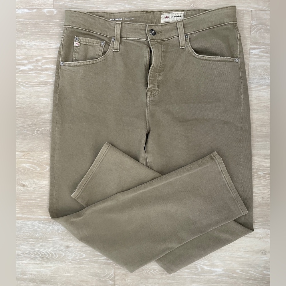AG Adriano Goldschmied women’s , Khaki slouchy Straight Jeans